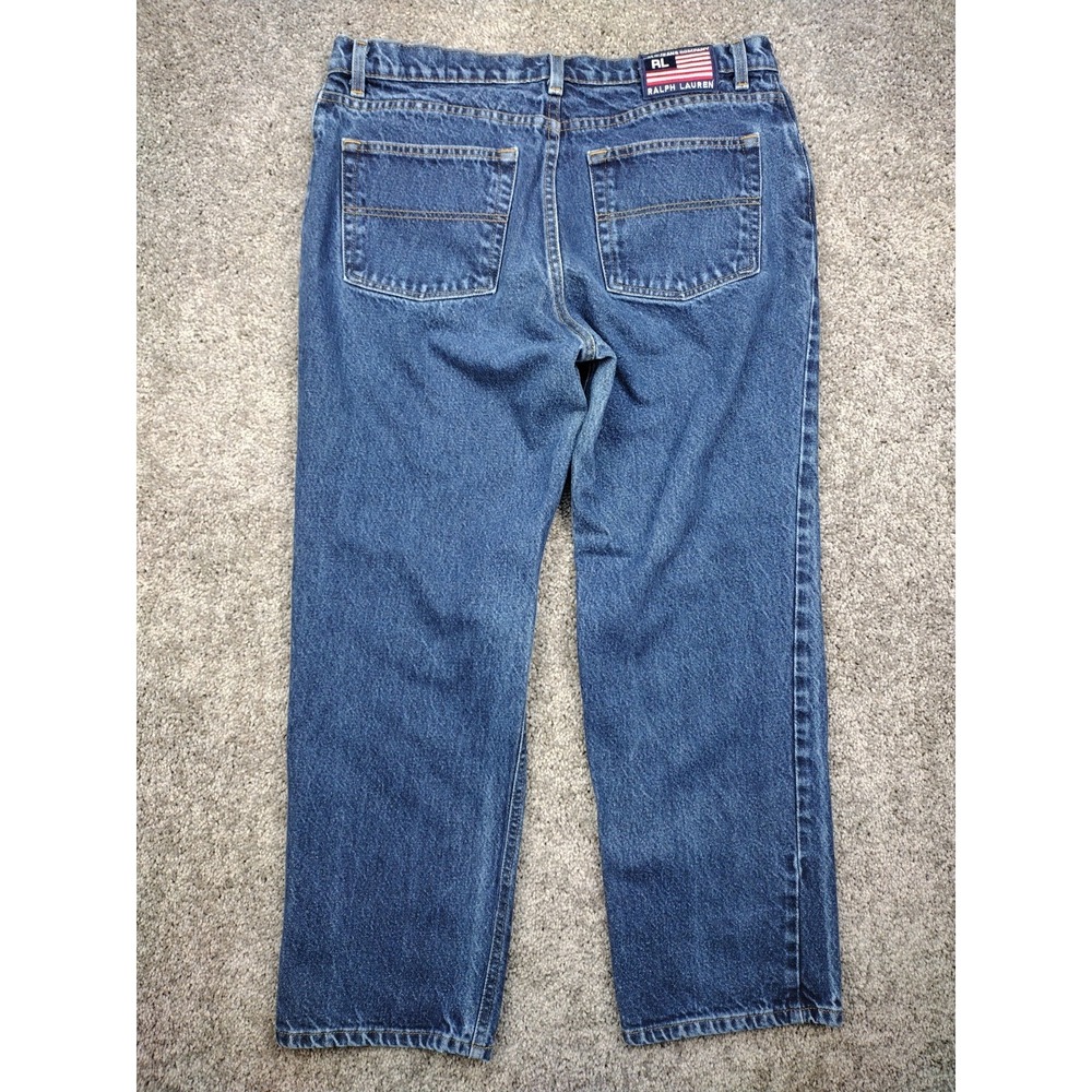 Polo Jean Co Ralph Lauren Women's Blue Denim Jeans Size 14x29 Straight Leg Flag - Picture 11 of 16